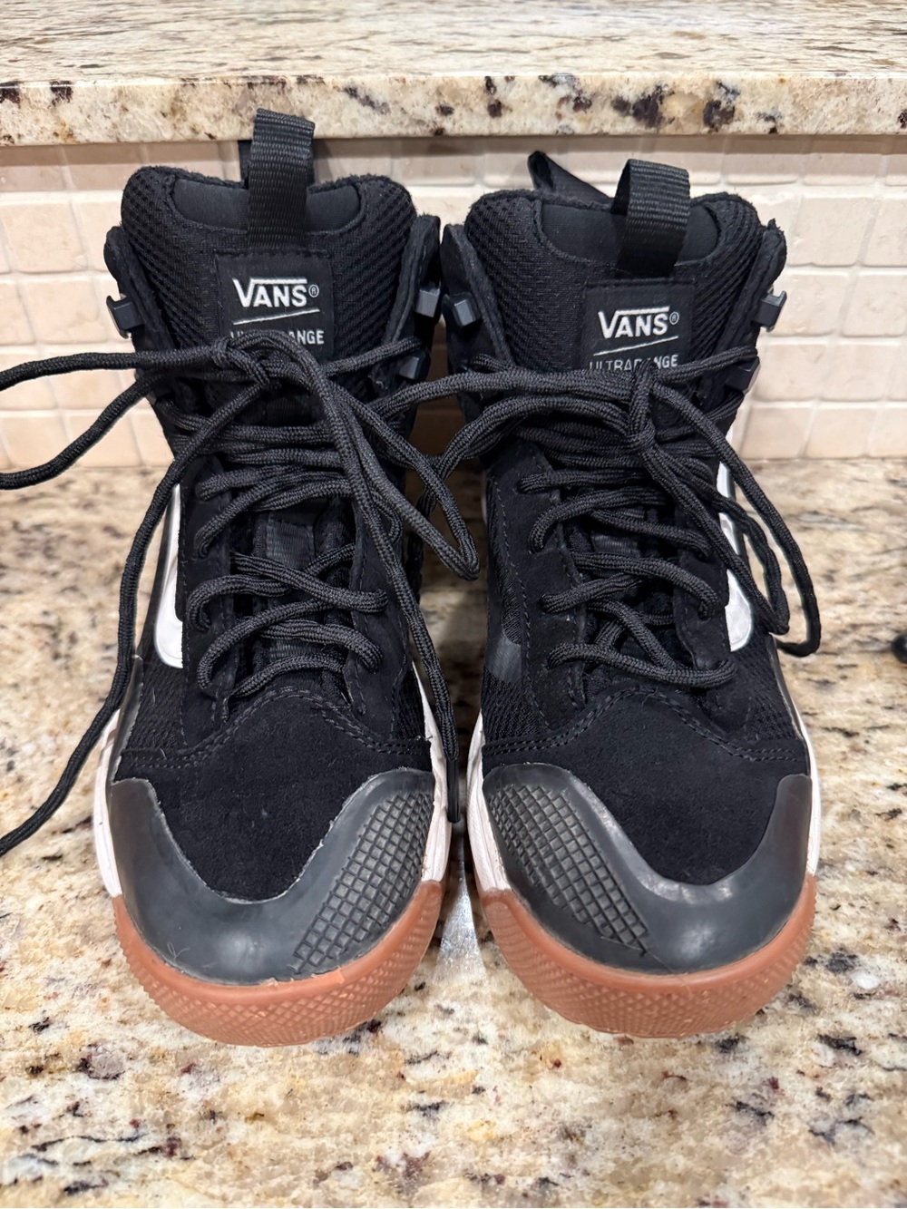 Vans Ultra Range Black High-Top Gore-Tex Sneakers with White Stripe and Gum Sole